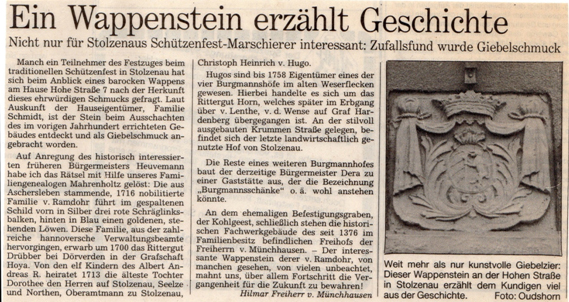 Zeitungsbericht aus DieHarke um 1985